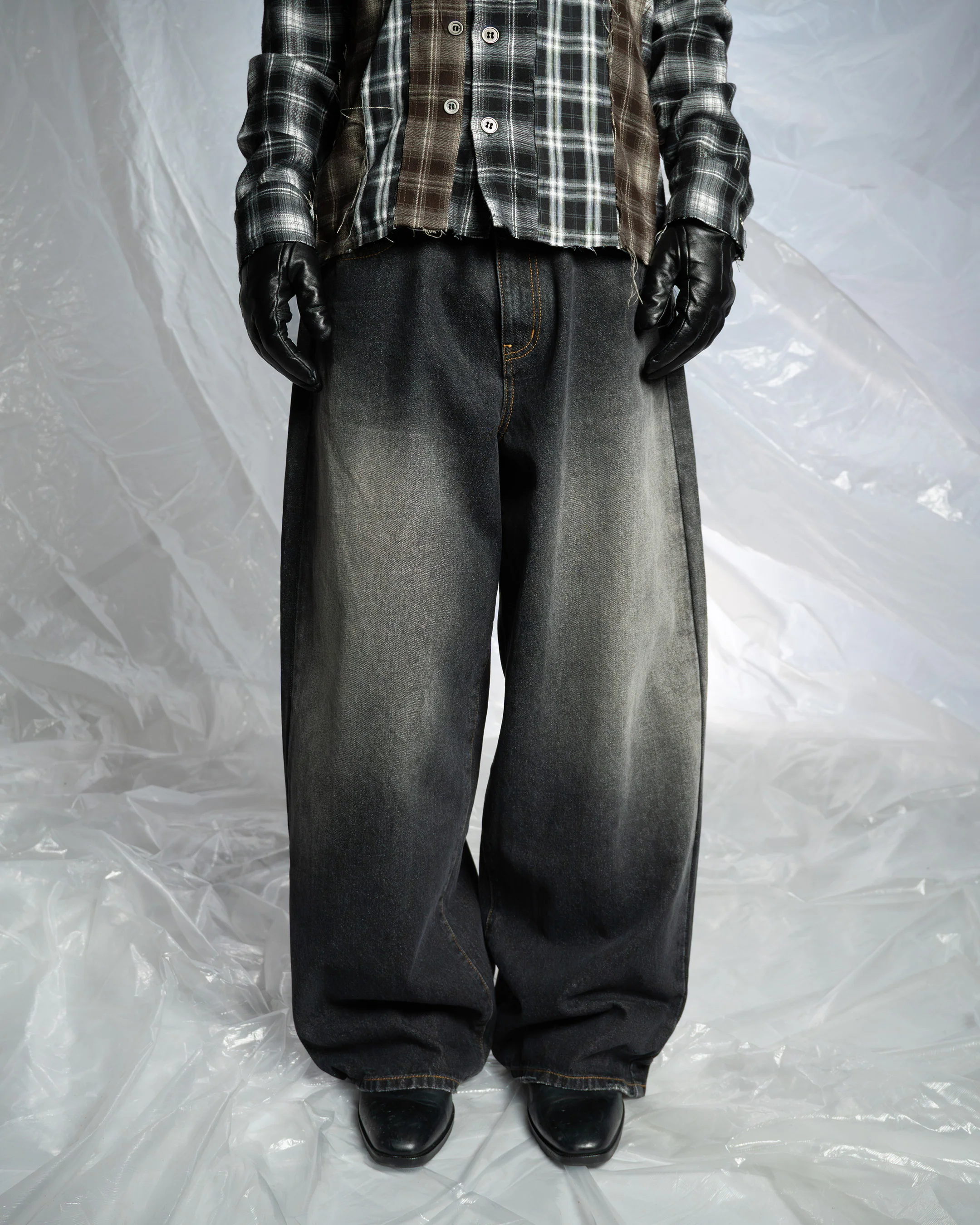 BLACK WASHED BAGGY JEANS - Image 7
