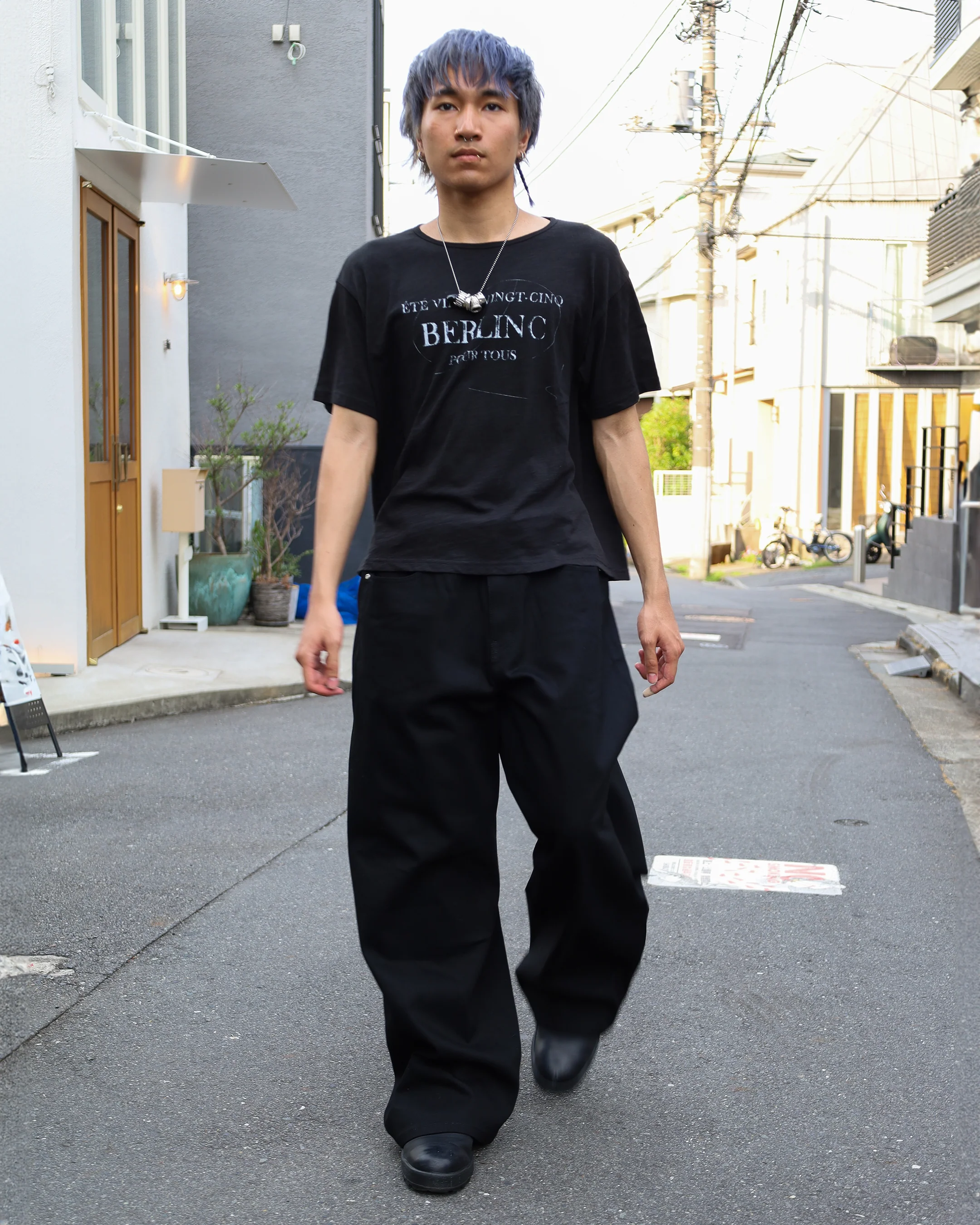 black slub cotton "pour tous" t-shirt - Image 4