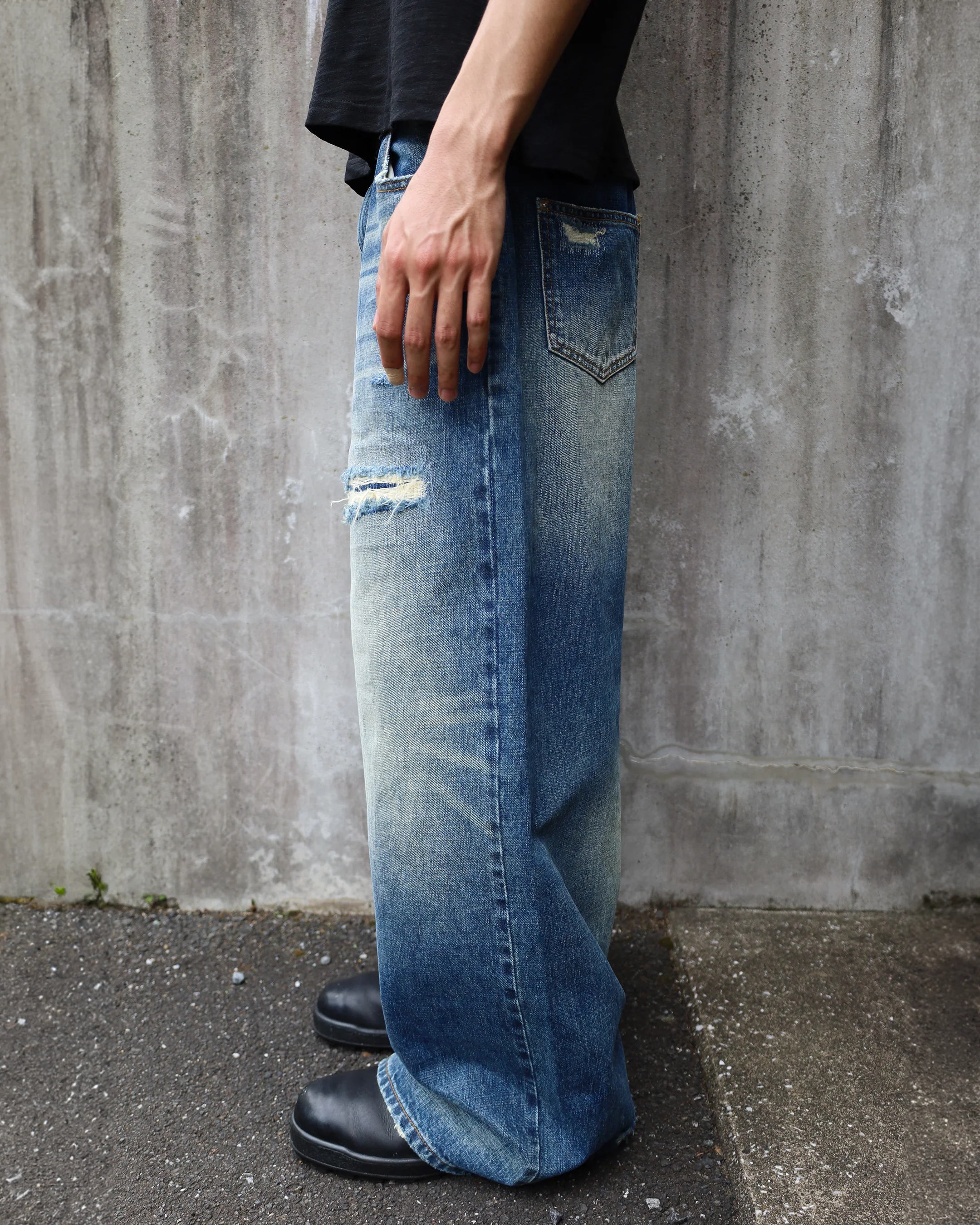 sashiko japanese selvedge baggy jeans - Image 12