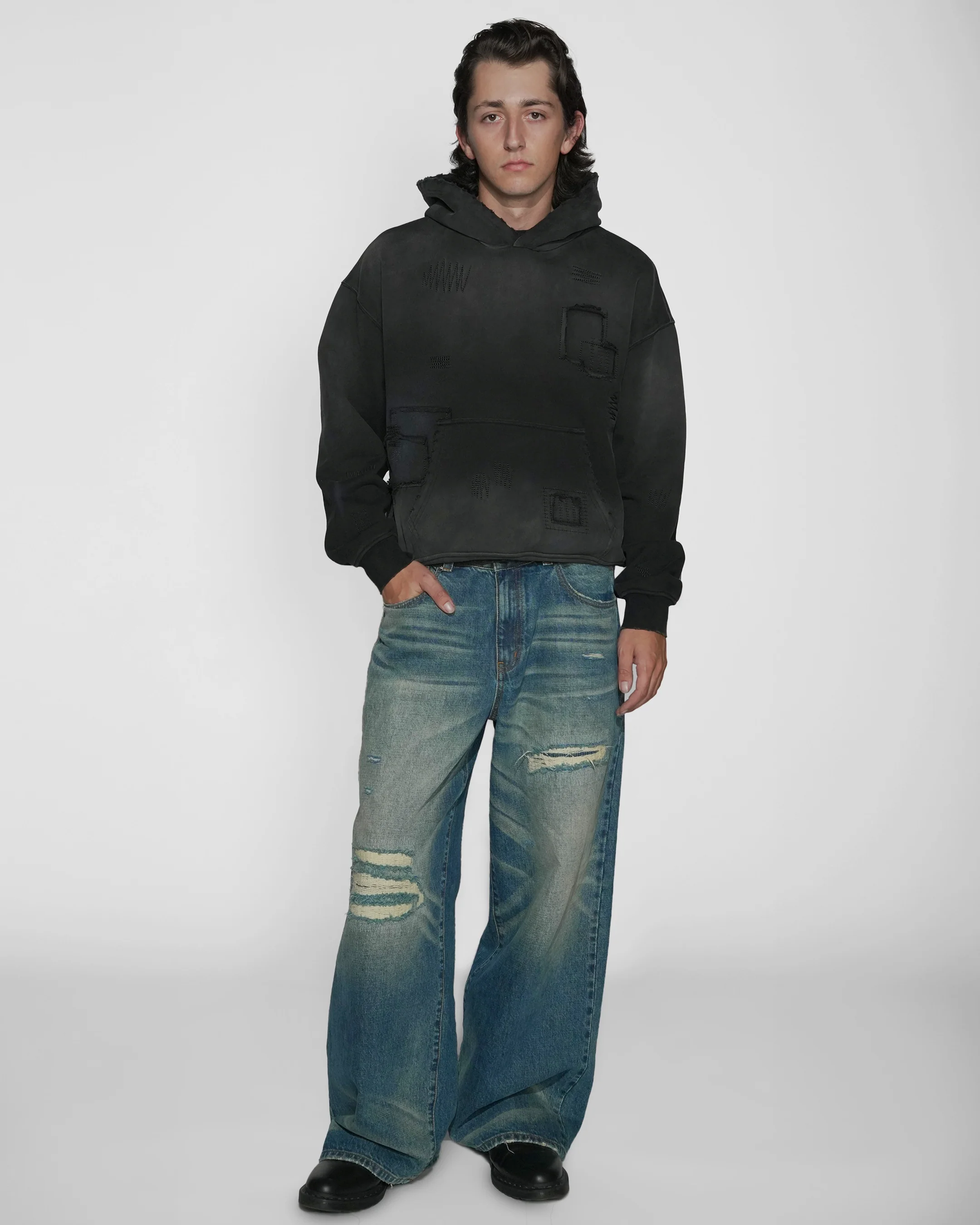 sashiko japanese selvedge baggy jeans - Image 3