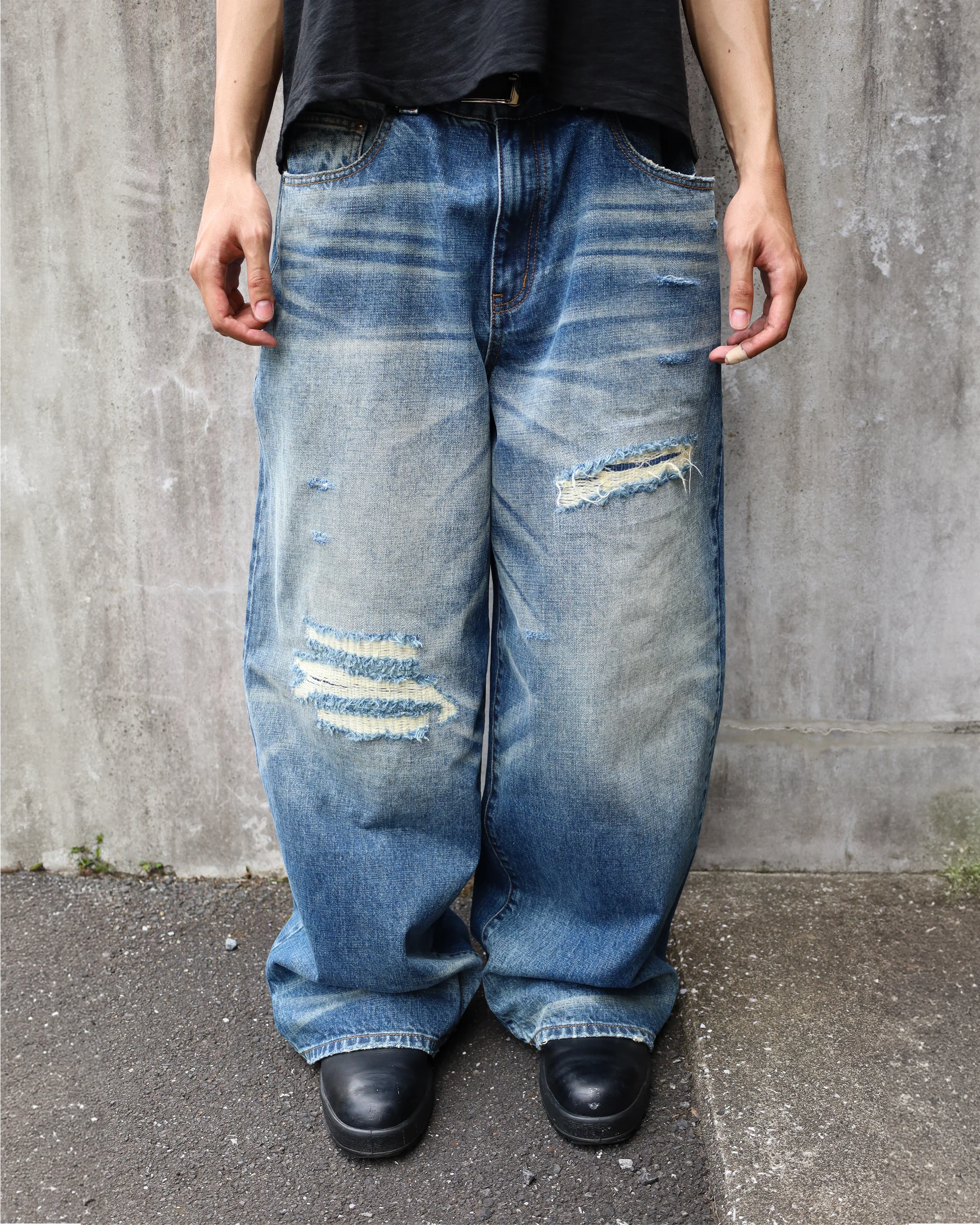 sashiko japanese selvedge baggy jeans - Image 4