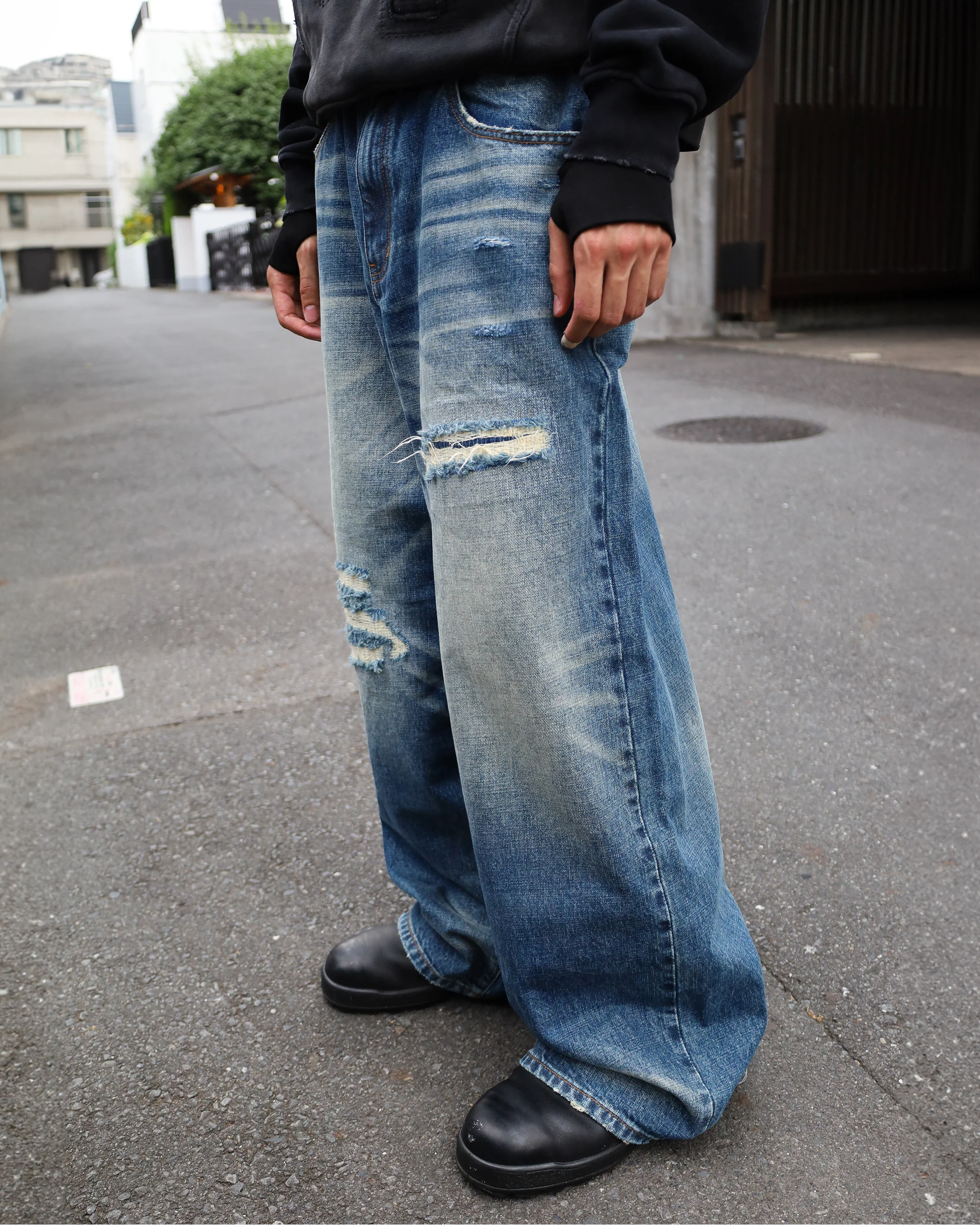 sashiko japanese selvedge baggy jeans - Image 6