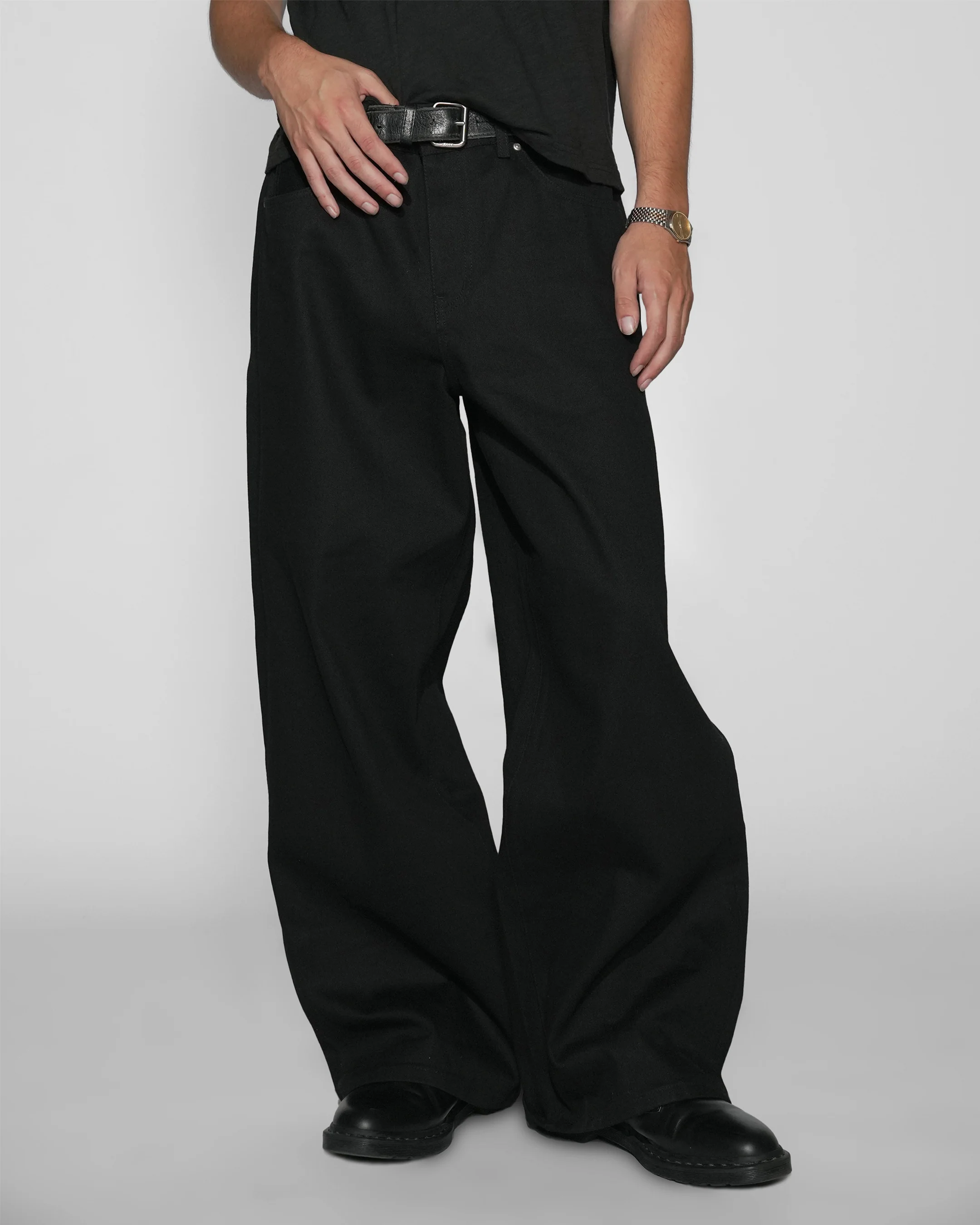 JAPANESE SELVEDGE MATTE BLACK BAGGY JEANS - Image 6