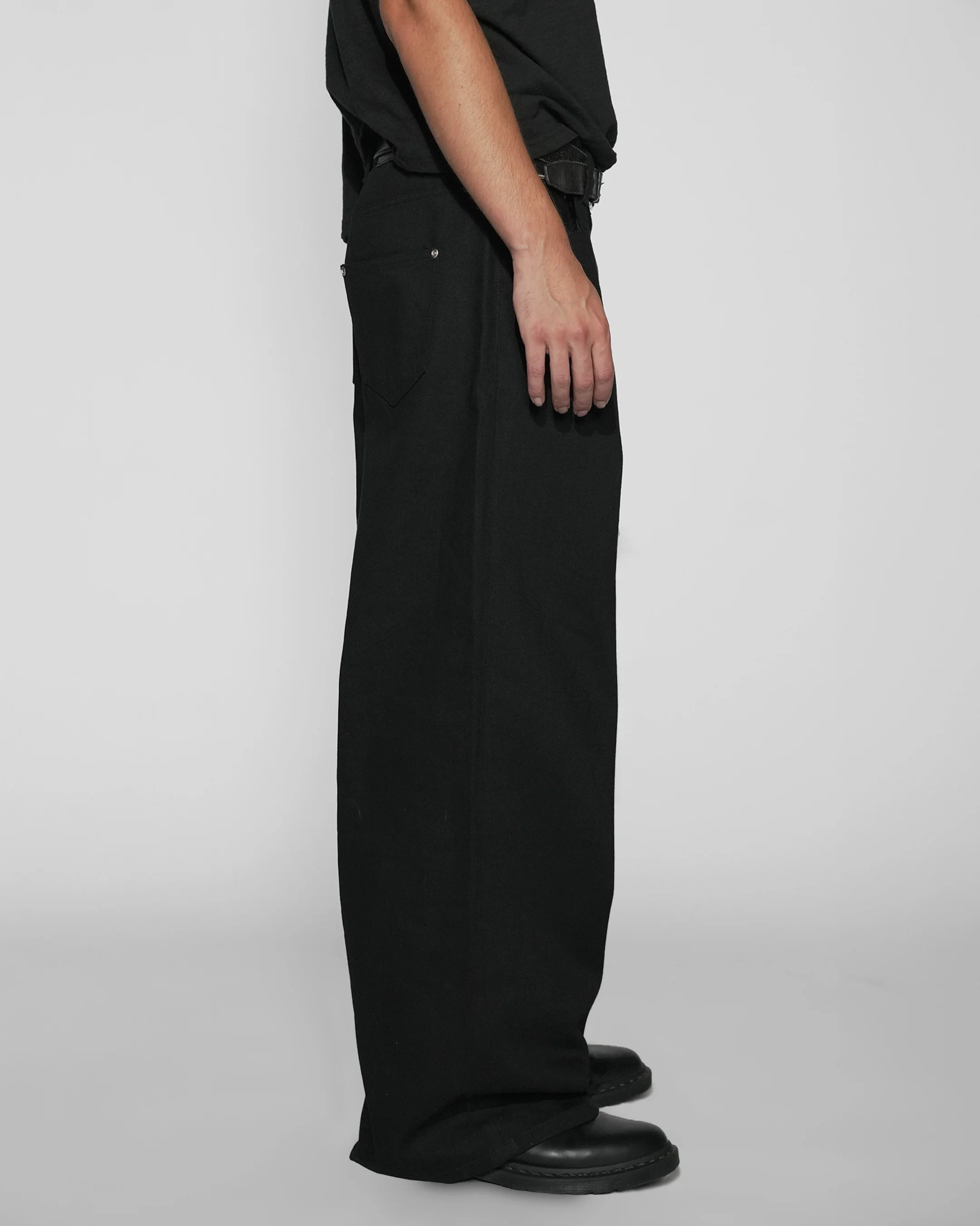 JAPANESE SELVEDGE MATTE BLACK BAGGY JEANS - Image 8