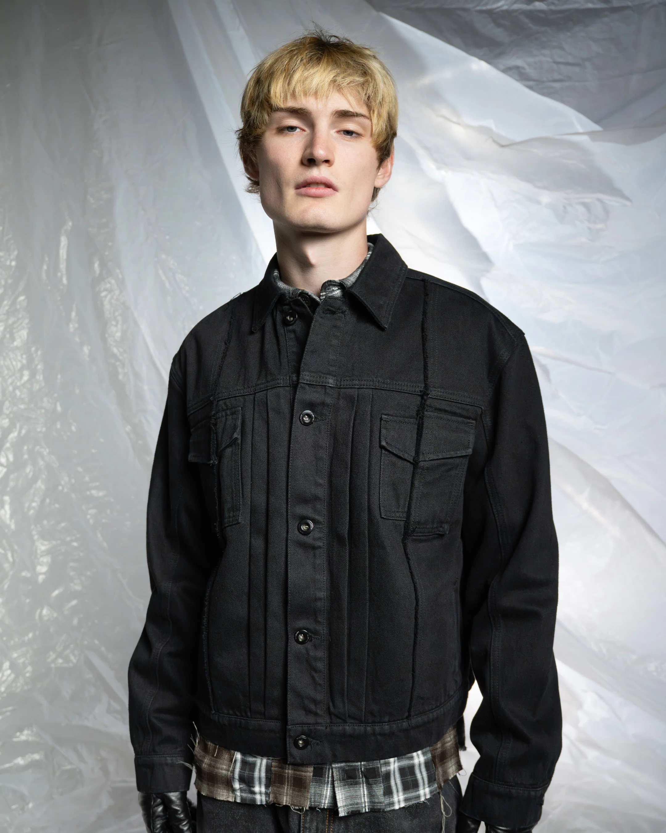 SPLIT BLACK DENIM JACKET - Image 6