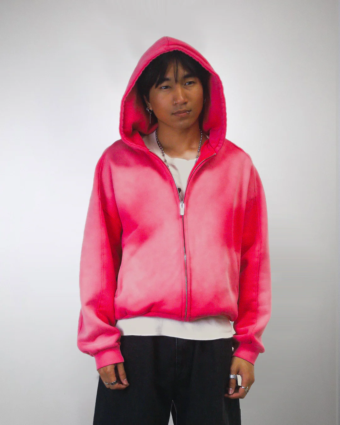 SUNFADED PINK ZIP UP HOODIE - Image 4