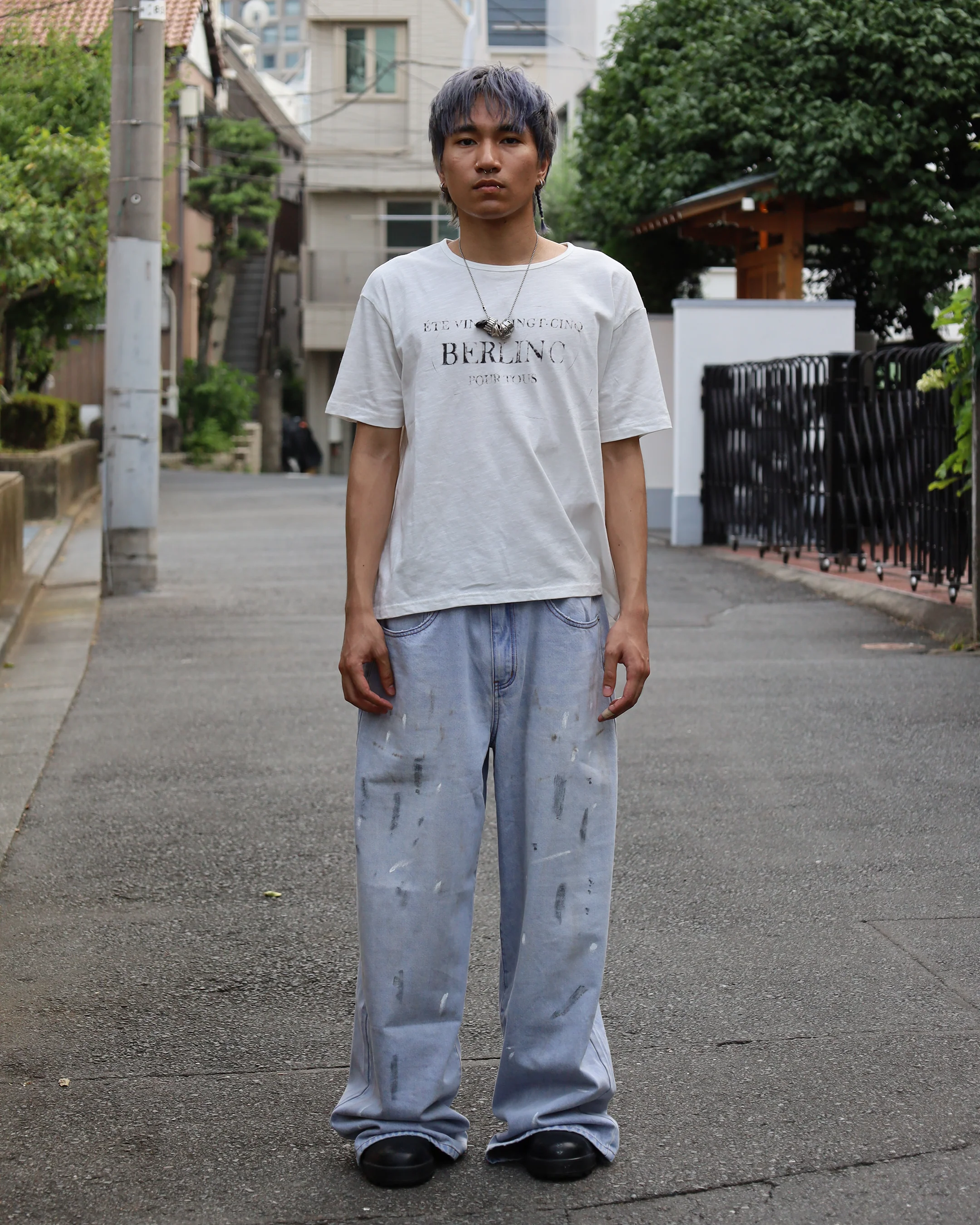 white slub cotton "pour tous" t-shirt - Image 6