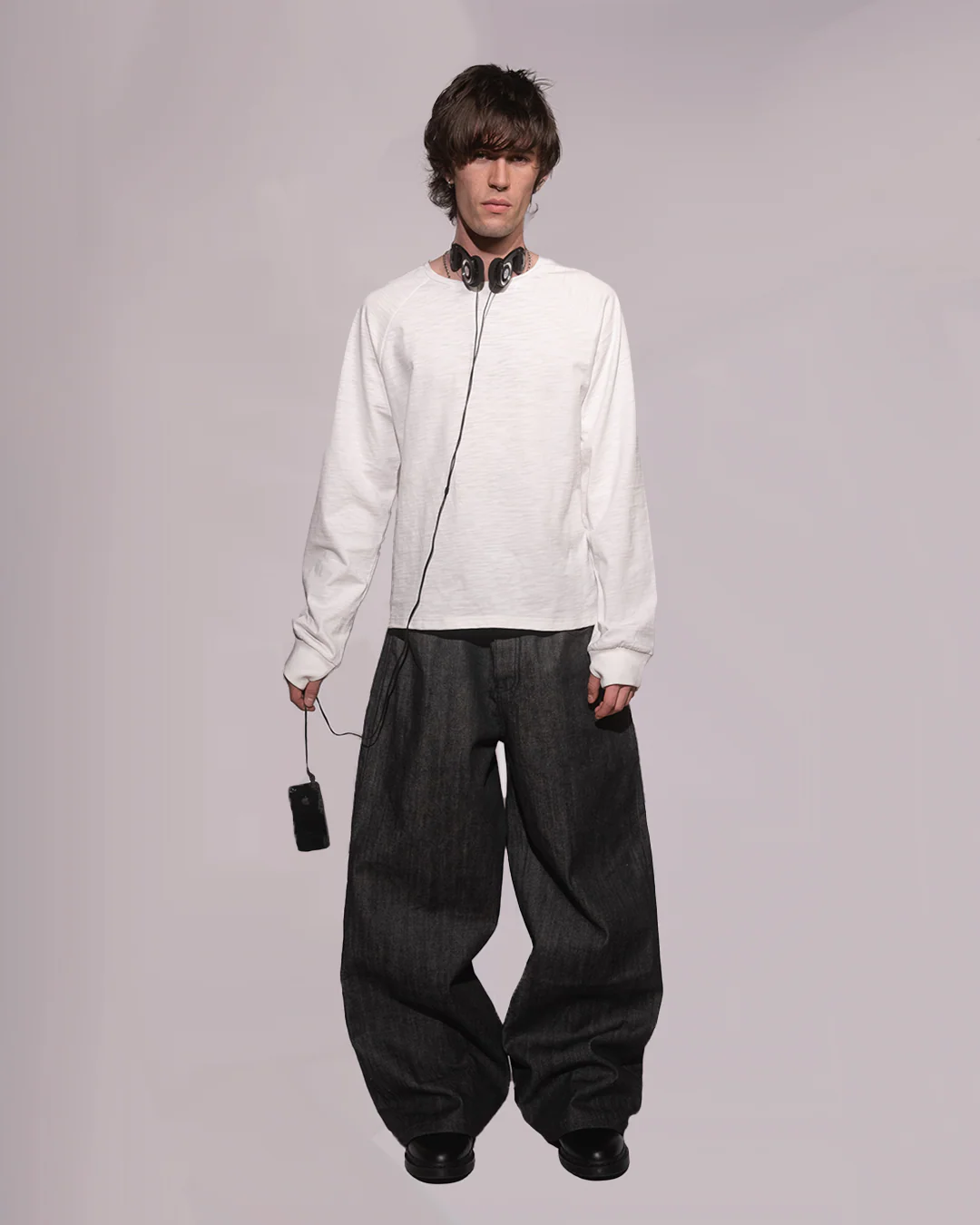 WHITE SLUB LONG SLEEVE SHIRT - Image 3