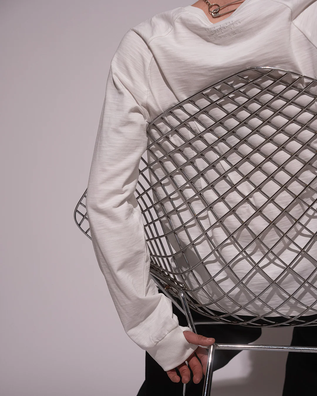 WHITE SLUB LONG SLEEVE SHIRT - Image 8