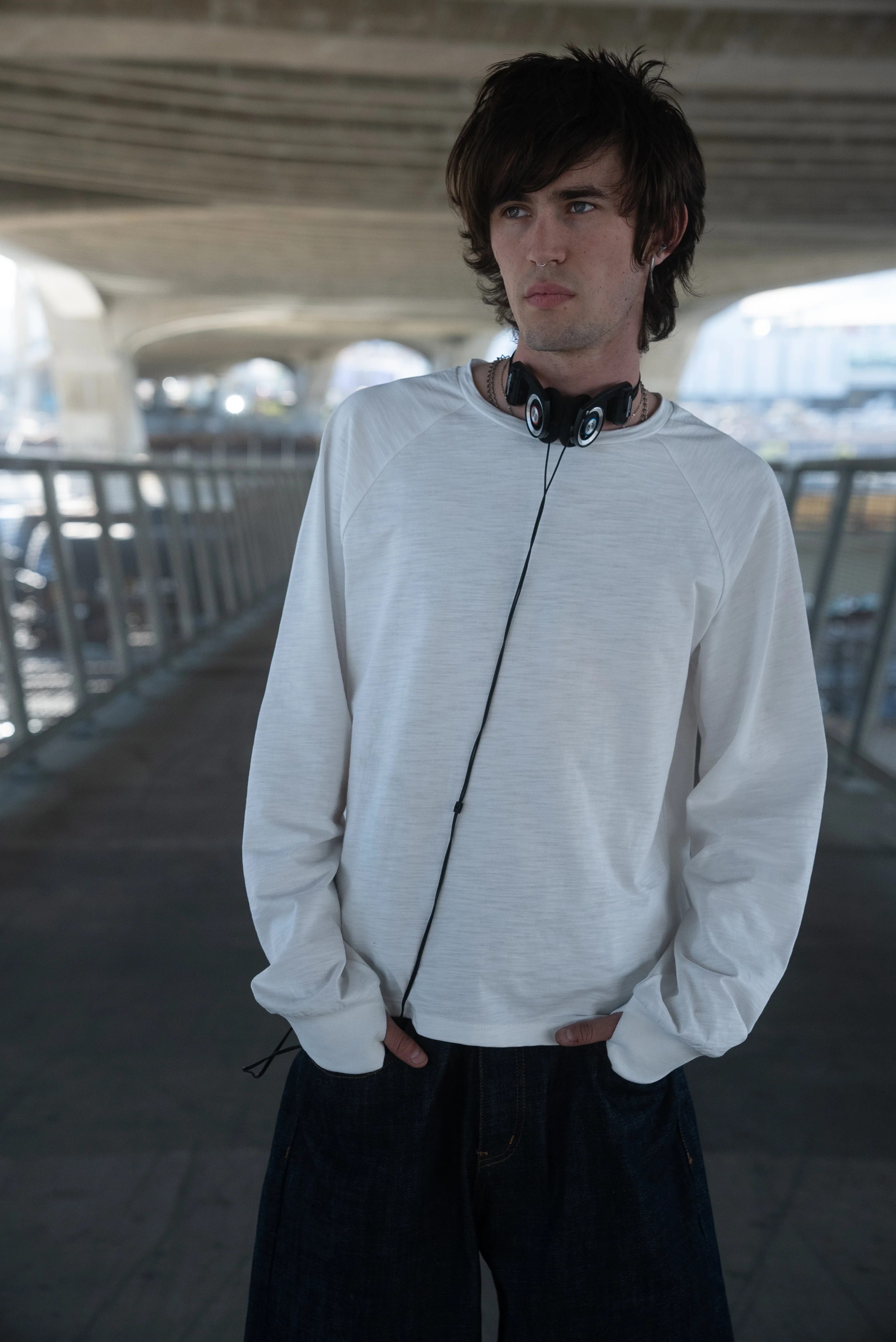 WHITE SLUB LONG SLEEVE SHIRT - Image 9